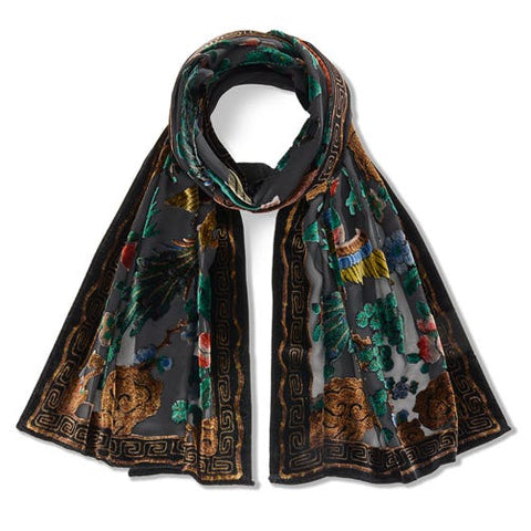 Peacock Velvet Burn Out Scarf