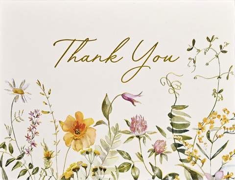 Floral design with 'Thank You' text on a light background