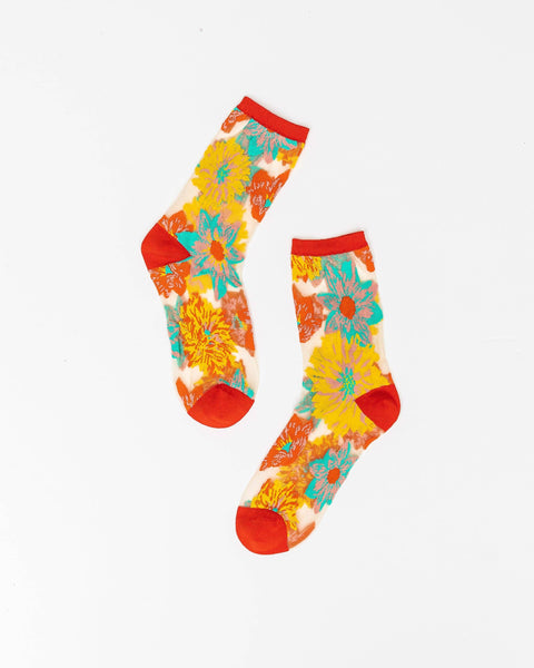 Flower Power Sheer Crew Sock