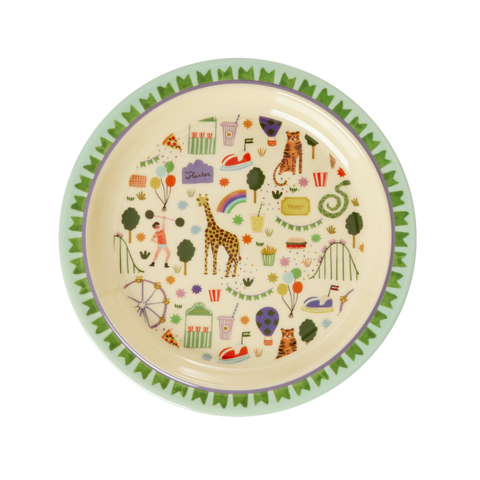 Melamine Kids Plate - Fun Fair Mint Print