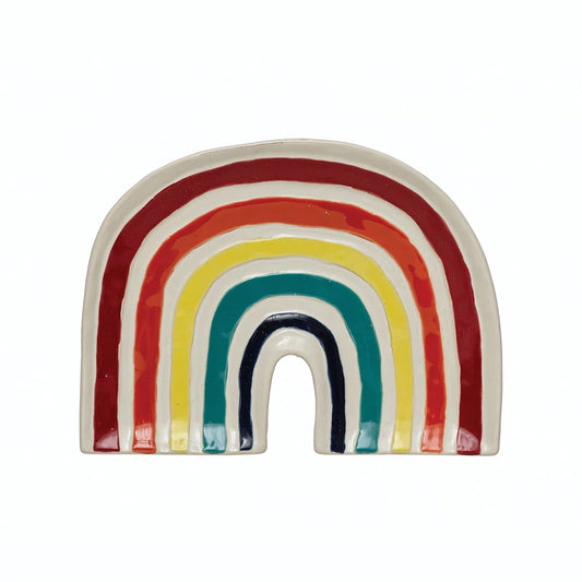 Hand Painted Stoneware Rainbow Plate