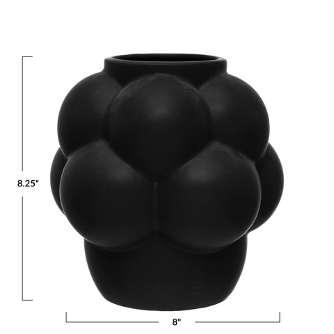 Black Stoneware Vase with Raised Dots