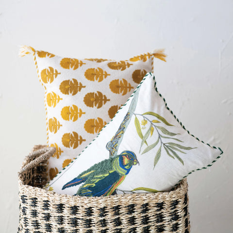 Cotton Exotic Bird Pillow