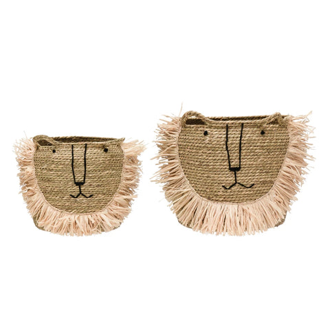 Hand Woven Seagrass Lion Baskets