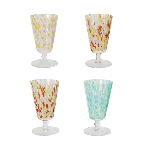 Blown Stemmed Confetti Drinking Glass