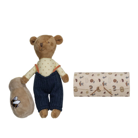 Plush Bear in Overalls in Box