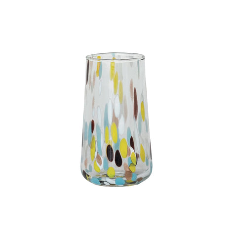 Hand Blown Confetti Drinking Glass Dark