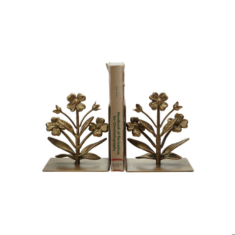 Cast Iron Flower Shaped Bookends Set of 2
