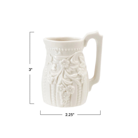 Embossed Stoneware Vintage Reproduction White Creamer - Mint Museum Store