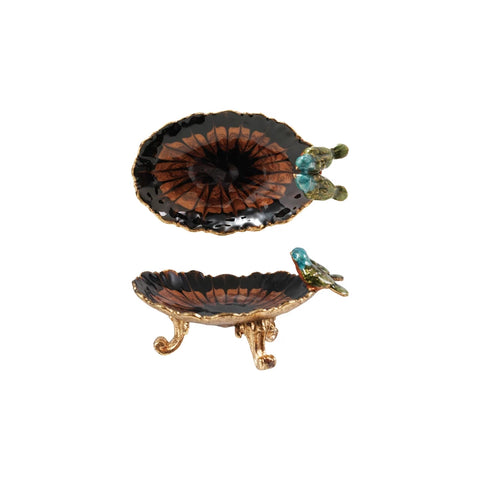 Enameled Metal Footed Jewelry Dish