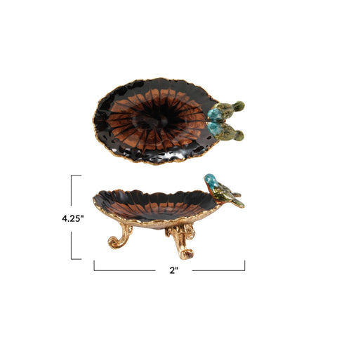 Enameled Metal Footed Jewelry Dish