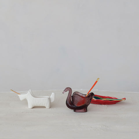 Recycled Glass Swan Shaped Dish
