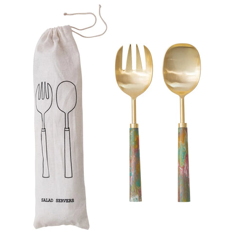 Marbled Resin Handled Salad Servers