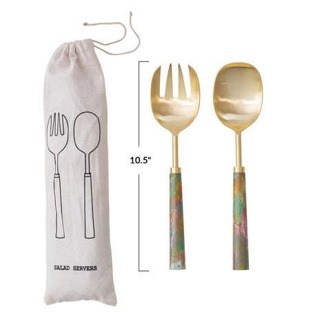 Marbled Resin Handled Salad Servers