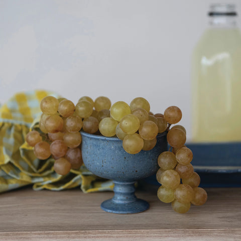Stoneware Pedestal Bowl French Blue