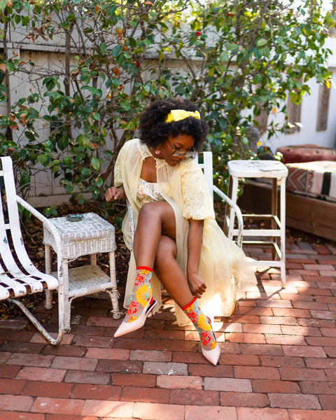 Flower Power Sheer Crew Sock