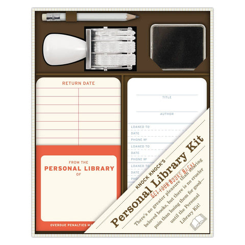 Personal Library Kit with stationery items and forms on a white background
