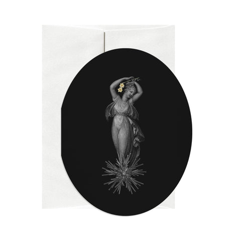 Elegant illustration of a woman holding flowers on a black background