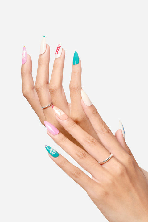 HENRI MATISSE SNOW FLOWERS -  ALMOND PRESS-ON NAILS