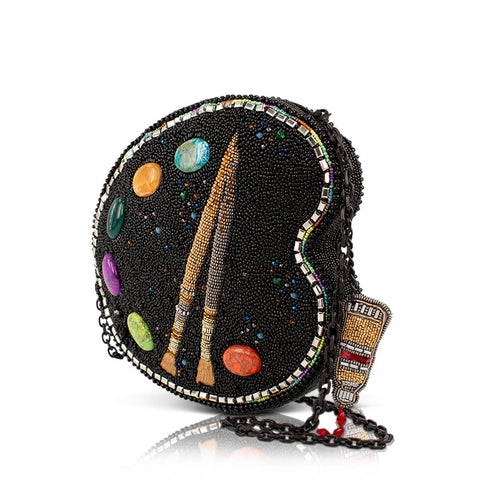 Brushstrokes Artists Palette Gem Beaded Crossbody Handbag