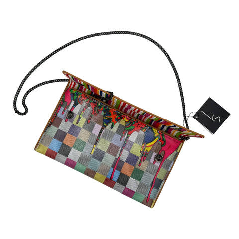 Checker Drip Crossbody Clutch Bag - Handmade in USA