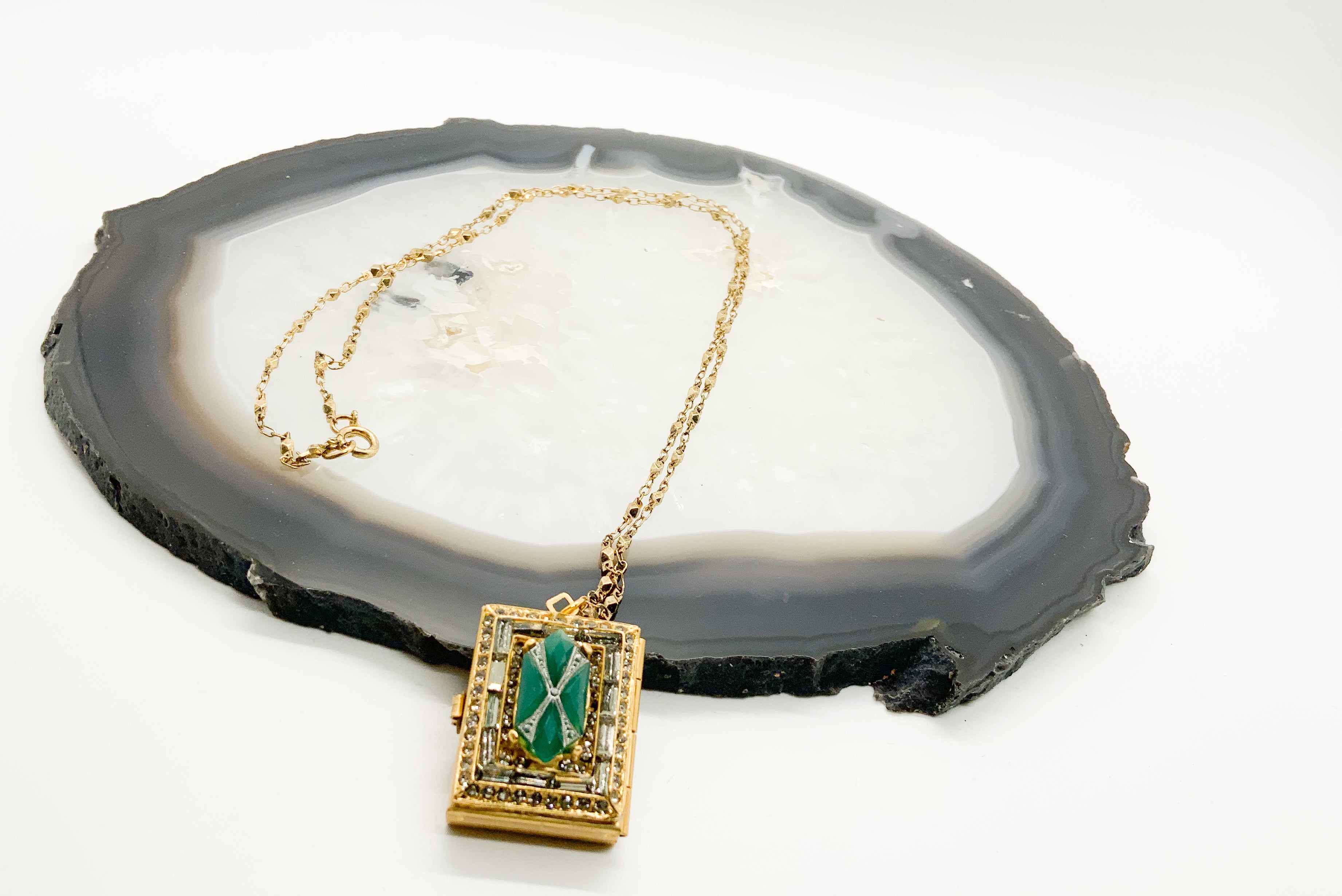 Vintage Green Locket Necklace – Mint Museum Store