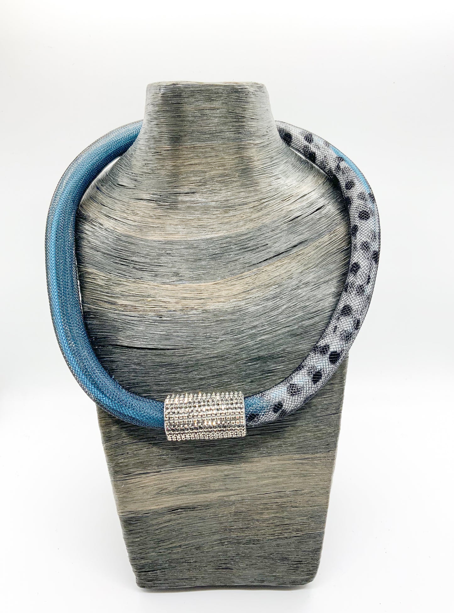 Blue Two Tone Mesh Necklace