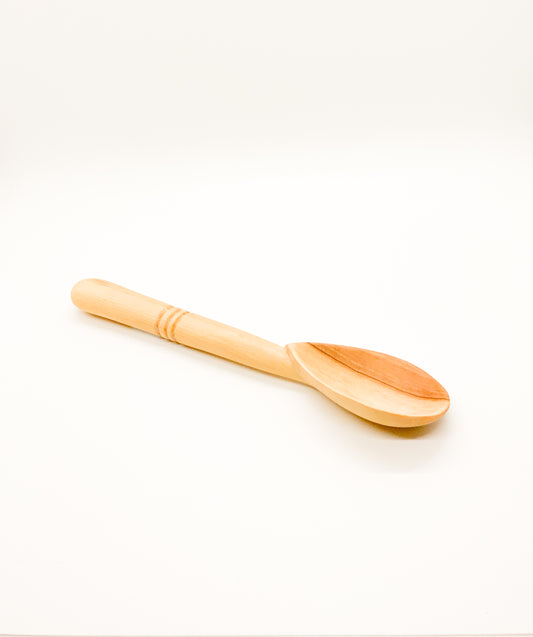 Pretty Kenyan Wild Olive Wood Banded Serving Spoon