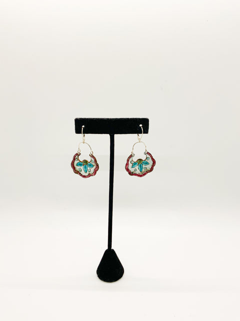 Scalloped Edge Enamel Earrings