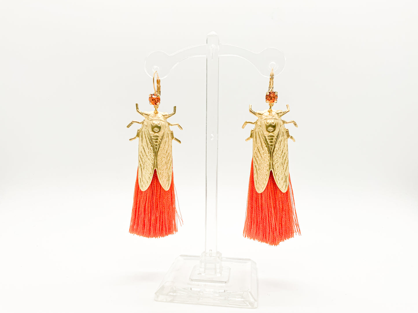 Brass Cicadas with Crystal and Tassel