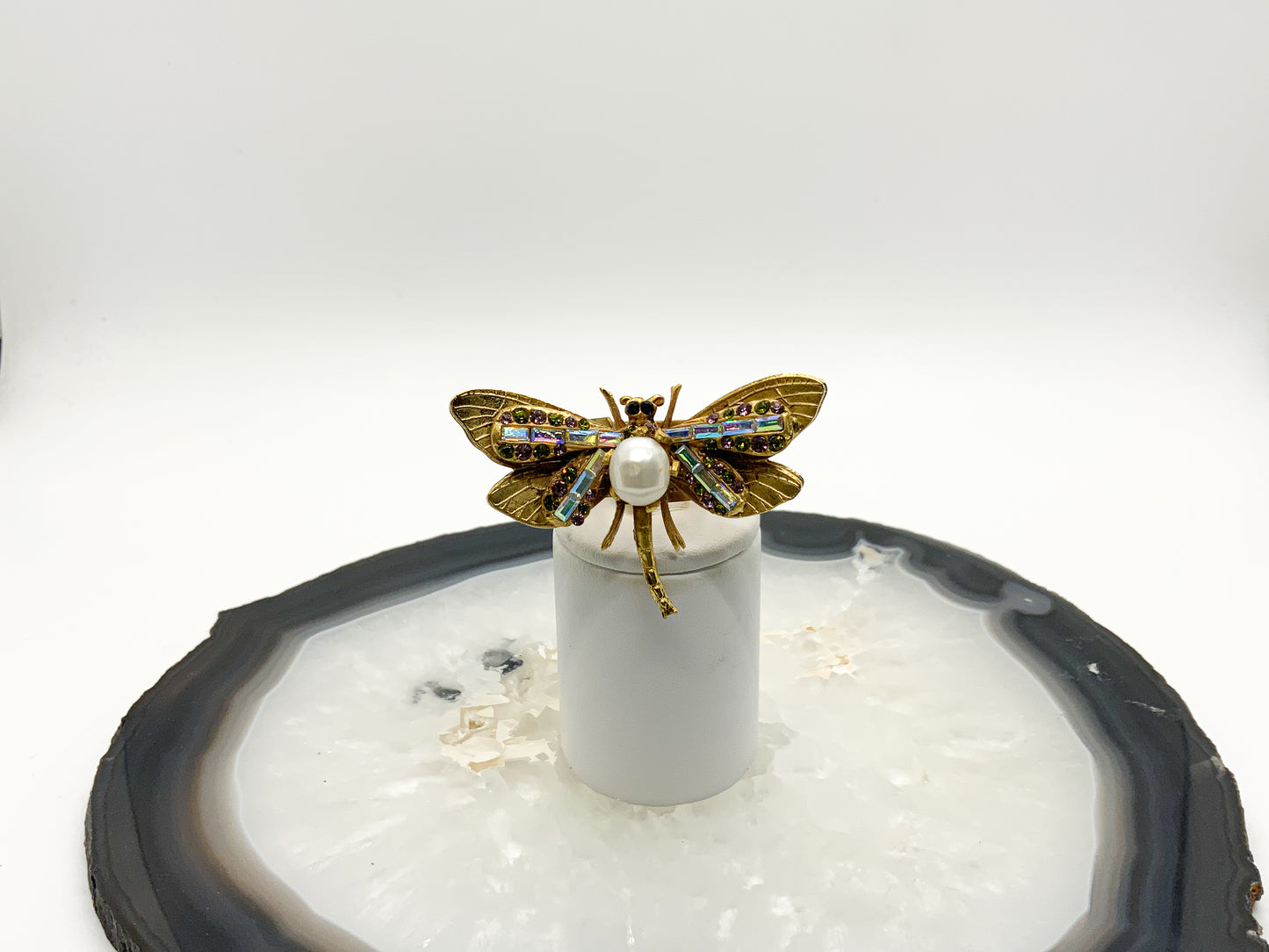 Dragonfly Ring with Freshwater Pearl