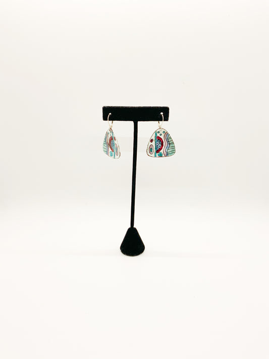 Rounded Triangle Enamel Earrings