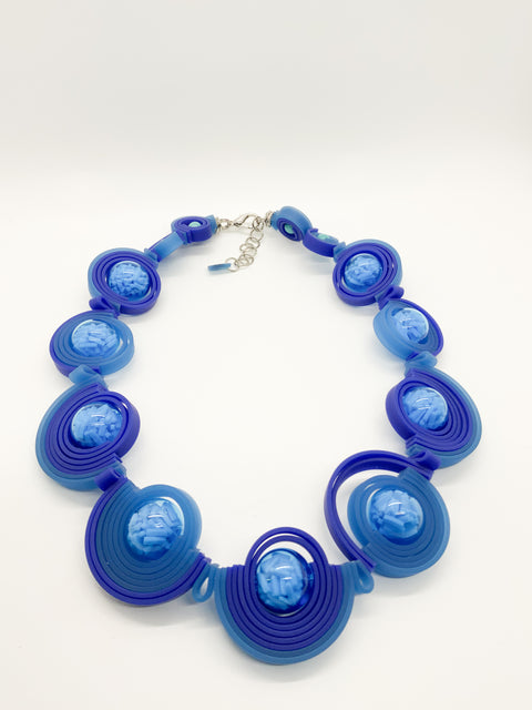 Blue Confetti & Rubber Ring Necklace