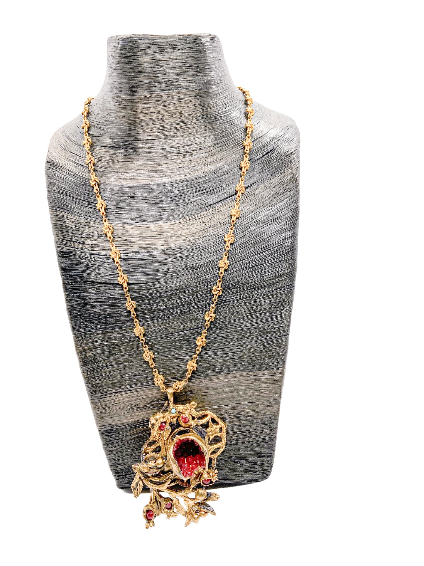 Statement Piece with Pomegranate and Turquoise Necklace