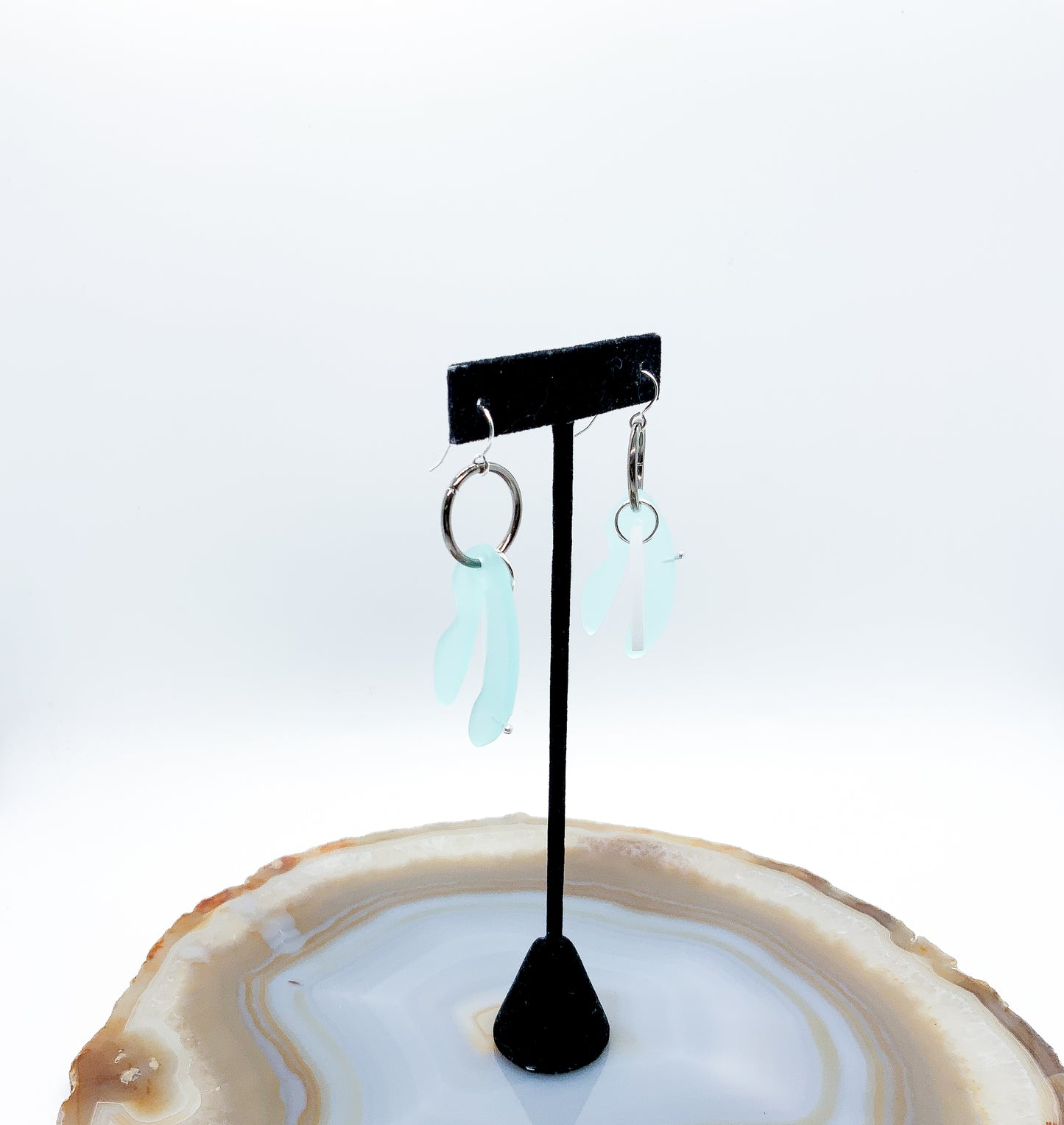 Mint & White Abstract Earring