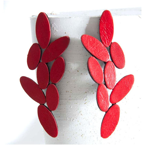 Long Leather Petal Earrings