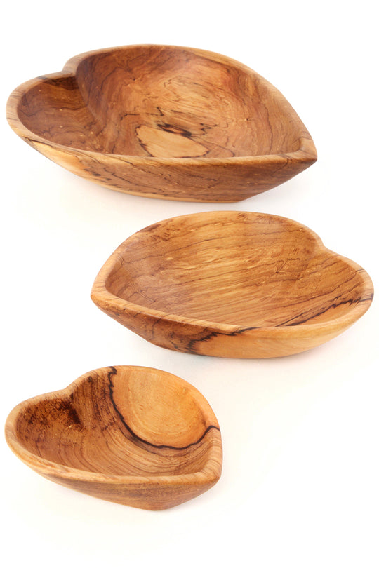 Wild Olive Wood Heart Bowls