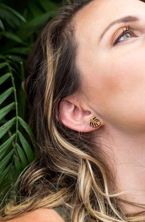 Monstera Bamboo Earrings