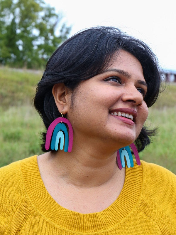 Bold Painted Rainbow Statement Earrings
