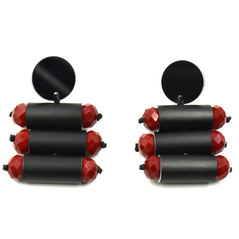 Aluminum Cylinder with Crystal Tip Earrings