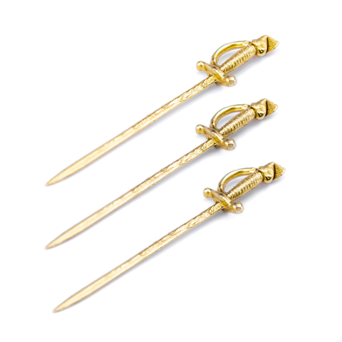 Sword Martini Picks: Solid Brass