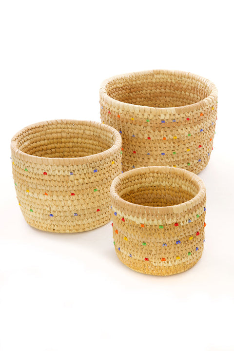 Basket with Dotted Rainbow Beads