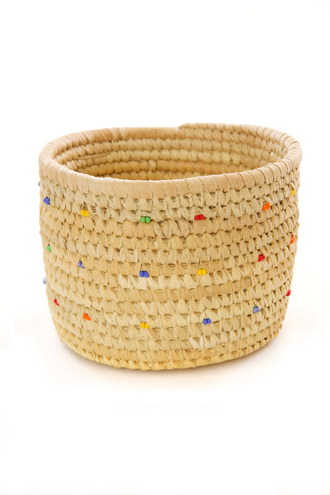 Basket with Dotted Rainbow Beads