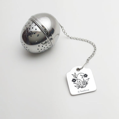 Tea Infuser Ball with Pewter Good Tea Tag