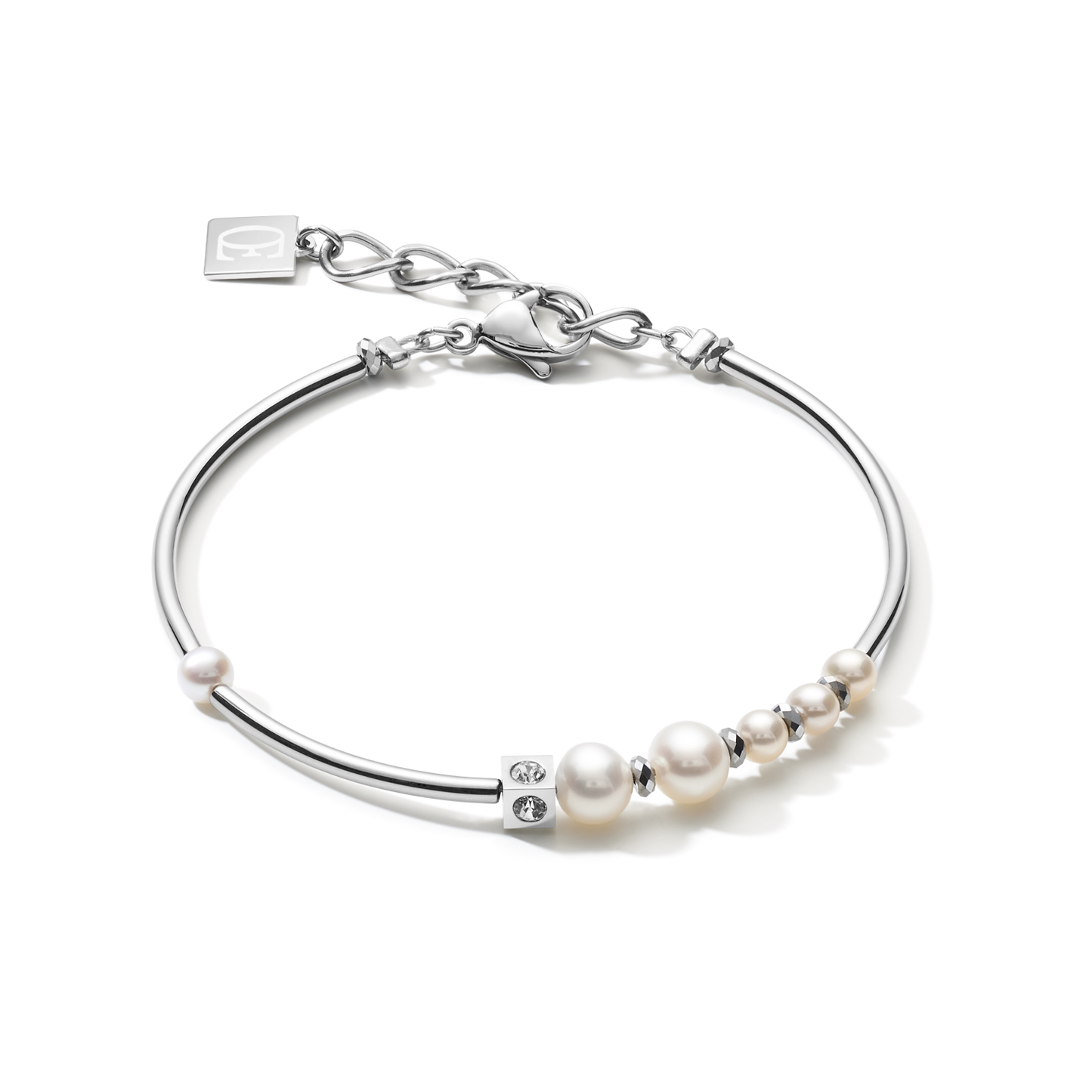 Bracelet Asymmetry Freshwater Pearls & Sterling Silver White-Silver