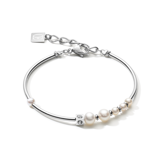 Bracelet Asymmetry Freshwater Pearls & Sterling Silver White-Silver