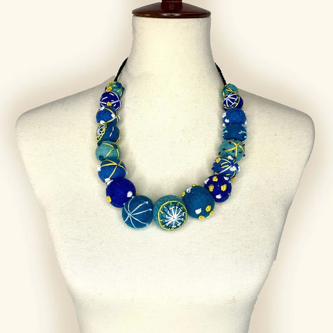 Blue Felted Necklace