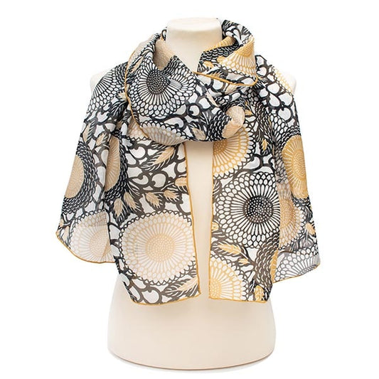 Japanese Chrysanthemum Chiffon Scarf