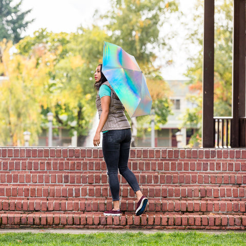 Iridescent Pink Compact Umbrella