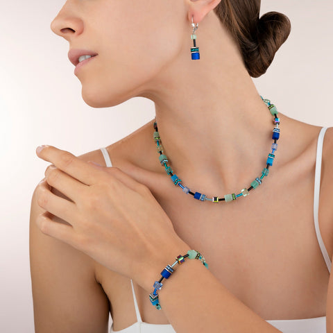 GeoCube Necklace Blue & Green